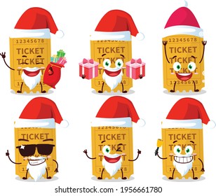 Santa Claus emoticons with ticket cartoon character