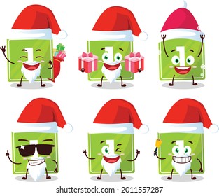 Santa Claus emoticons with toys block one cartoon character. Vector illustration