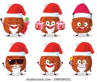 Santa Claus emoticons with turkey thighs cartoon character. Vector illustration