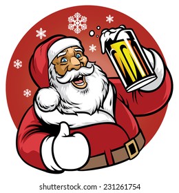 Santa Claus Enjoy A Glass Of Beer