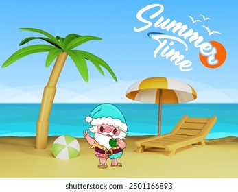 Santa Claus Enjoying a Sunny Summer Day