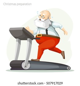 Santa Claus exercisers on a treadmill