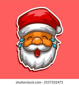 santa claus expression laughing shy funny vector illustration