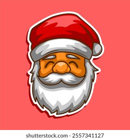 santa claus expression relief red hat cute illustration