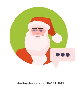 santa claus face avatar with chat bubble new year christmas holidays celebration online communication concept portrait vector illustration