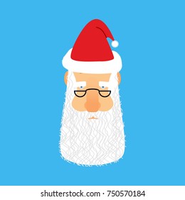 Santa Claus face avatar. Christmas grandfather head with beard and mustache isolated.  
