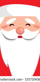Santa Claus face with beard cartoon character. Merry Christmas and happy new year.  Vector illustration.