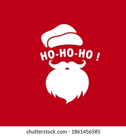 Santa Claus face with beard and hat illustration. Ho-ho-ho. Christmas and New Year concept. Vector on isolated background. EPS 10