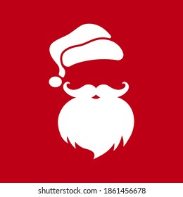 Santa Claus face with beard and hat. Christmas and New Year concept. Vector on isolated background. EPS 10