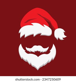 Santa Claus se enfrenta con barba y sombrero. Concepto de Navidad y Año Nuevo. Vector