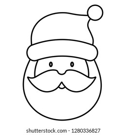 santa claus face beard moustache happy xmas christmas new year outline thine line vector icon black on white background