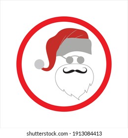 santa claus face beard moustache happy xmas christmas new year vector icon 