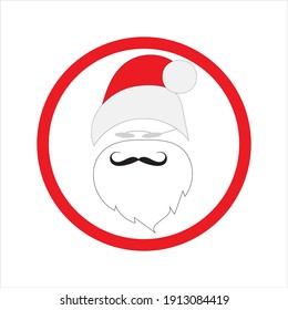 santa claus face beard moustache happy xmas christmas new year vector icon 