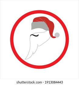 santa claus face beard moustache happy xmas christmas new year vector icon 