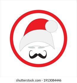 santa claus face beard moustache happy xmas christmas new year vector icon 