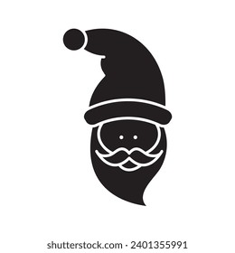 santa claus face beard moustache happy xmas flat trendy style illustration on white background..eps