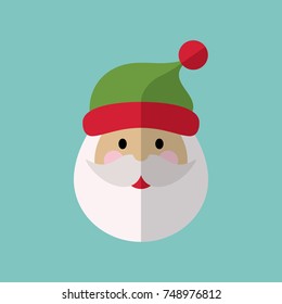 santa claus face with beard moustache hat happy xmas christmas symbol flat icon