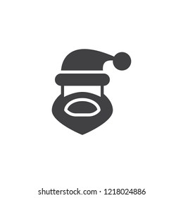 Santa claus face beard vector icon. filled flat sign for mobile concept and web design. Santa head simple solid icon. Symbol, logo illustration. Pixel perfect vector graphics