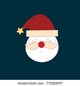 Santa claus face cartoon character vector isolate on blue backgruond