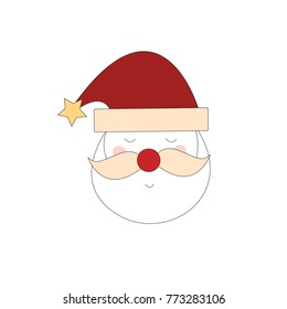Santa claus face cartoon character vector isolate on white backgruond