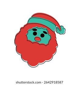 Weihnachtsmann Gesicht Cartoon. Vektorgrafik