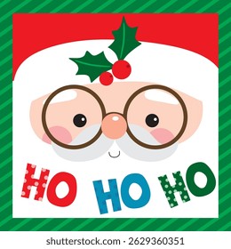Santa Claus Face For Christmas Card or Bag design