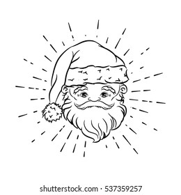 Santa Claus Face. Christmas and new year vector collection. Isolated On White Background