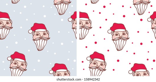 santa claus face, christmas seamless pattern
