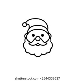 santa claus face christmas theme icon graphic illustration outline drawing art