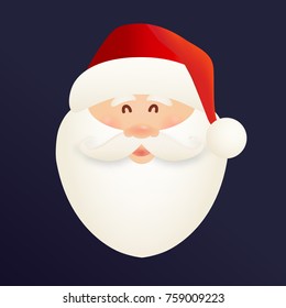 Santa Claus face. Cute cartoon character sticker for Christmas holidays