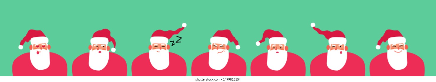 santa claus face emotions set