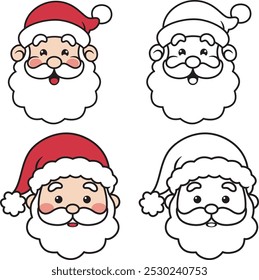 Papai Noel Face, Engraçado Santa Cabeça ilustração vetor em um fundo branco