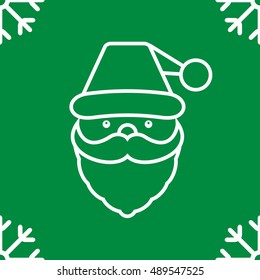 Santa Claus face or head. Background with Outline Santa and snowflake. Vector illustration.