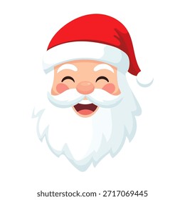 Der Weihnachtsmann steht Kopf. Weihnachtsgesicht mit Bart Cartoon Charakter. Weihnachtsmann lächeln. Süße Cartoon Weihnachtsmann Gesicht.