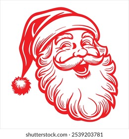 Cara de Santa Claus para los Diseños de Festiva, esbozo sonriente de la cara de Santa Claus, bosquejo amistoso de la cara de Santa Claus