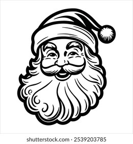 Cara de Santa Claus para los Diseños de Festiva, esbozo sonriente de la cara de Santa Claus, bosquejo amistoso de la cara de Santa Claus