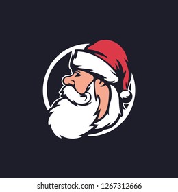 Santa Claus Face Icon. Santa Claus hat and beard template .Christmas Retro Santa Card. Christmas winter holiday design element for posters, cards, banners in flat style.