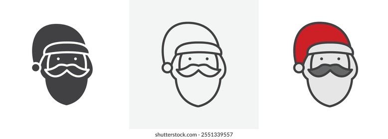 Papá Noel cara paquete de iconos. Ilustración vectorial. EPS10