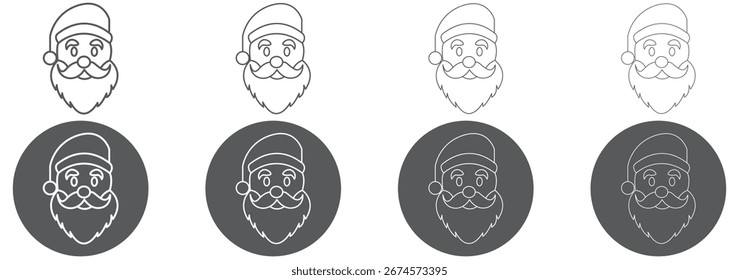 Conjunto de iconos de cara de Santa Claus. Ilustración vectorial