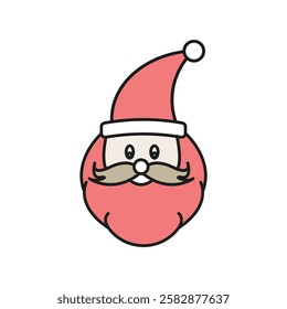 Santa claus face icon Symbol mark in Outline style