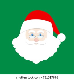 Santa Claus face icon. Vector illustration of the Santa head. Christmas design element.