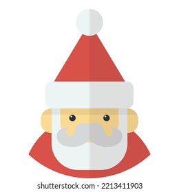 Santa Claus face illustration in minimal style isolated on background