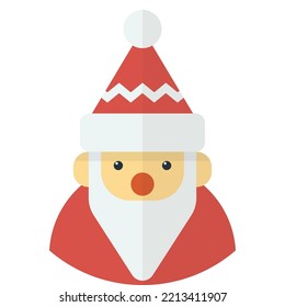 Santa Claus face illustration in minimal style isolated on background
