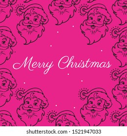 santa claus face line drawig holy christmas seamless pattern