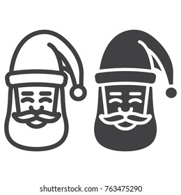 Santa claus face line and glyph icon, New year and Christmas, xmas sign vector graphics, a linear pattern on a white background, eps 10.