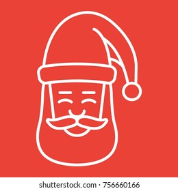 Santa claus face line icon, New year and Christmas, xmas sign vector graphics, a linear pattern on a red background, eps 10.