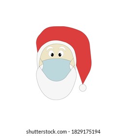 Santa Claus with a face mask flat icon