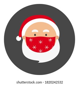 Weihnachtsmann in Gesichtsmaske. Vektorsymbol.