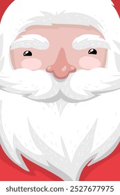 Santa Claus face for Merry Christmas greeting card, poster, banner, flyer and other, vector illustration