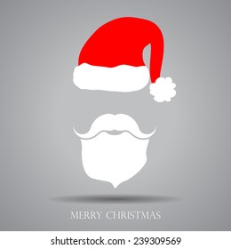 Santa Claus face on grey, vector illustration